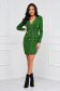 Green dress knitted midi pencil with padded shoulders with pockets 4 - StarShinerS.com