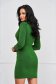 Green dress knitted midi pencil with padded shoulders with pockets 2 - StarShinerS.com
