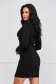 Black dress knitted midi pencil with padded shoulders with pockets 2 - StarShinerS.com