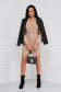 Nude dress knitted pencil short cut with button accessories metallic chain accessory 4 - StarShinerS.com