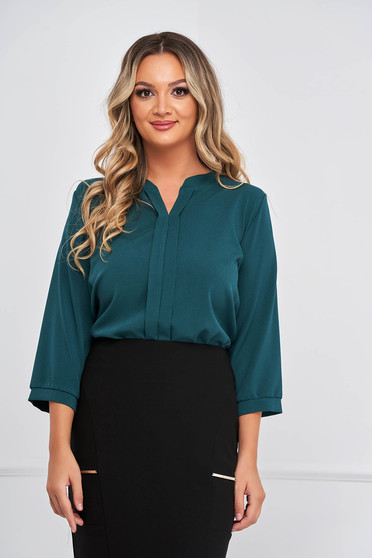 Blouses, Green women`s blouse georgette loose fit with v-neckline - StarShinerS.com