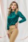 Bluza dama din satin verde cu croi larg si pliuri de material la guler - PrettyGirl 2 - StarShinerS.ro