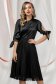 Black women`s blouse loose fit slightly elastic fabric from satin fabric texture with pearls 1 - StarShinerS.com