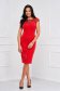 Red glossy crepe pencil dress with sequin applications - StarShinerS 3 - StarShinerS.com