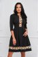 Rochie din stofa elastica neagra midi in clos cu broderie florala - StarShinerS 1 - StarShinerS.ro