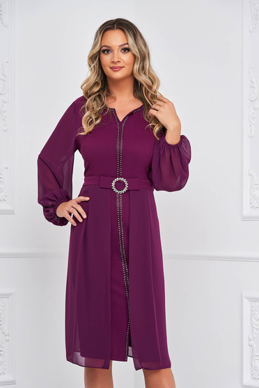 Dresses with rhinestones, Purple dress elastic cloth from veil fabric midi strass - StarShinerS.com