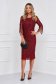 Burgundy dress midi straight laced with pearls 3 - StarShinerS.com