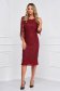 Burgundy dress midi straight laced with pearls 4 - StarShinerS.com