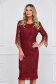 Burgundy dress midi straight laced with pearls 1 - StarShinerS.com