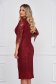Burgundy dress midi straight laced with pearls 2 - StarShinerS.com