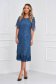 Blue dress midi straight laced with pearls 3 - StarShinerS.com