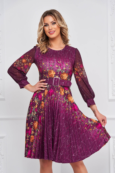 Purple dresses, Dress elastic cloth midi cloche with veil sleeves pleated - StarShinerS.com