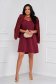 Burgundy dress elastic cloth short cut loose fit - StarShinerS with decorative buttons 4 - StarShinerS.com