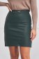 Dark Green Faux Leather Pencil Skirt with Metallic Accessory - StarShinerS 1 - StarShinerS.com