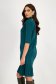 Dark Green Crepe Dress with Straight Cut and Pleated Ruffle - Lady Pandora 2 - StarShinerS.com