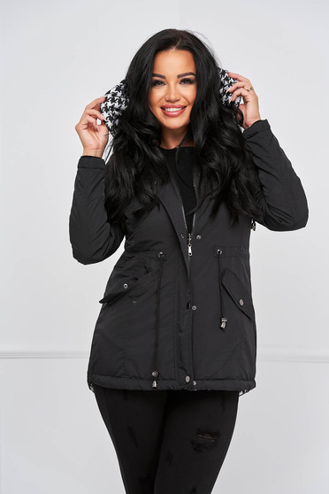 Jackets, Black jacket from slicker straight double-faced - StarShinerS.com