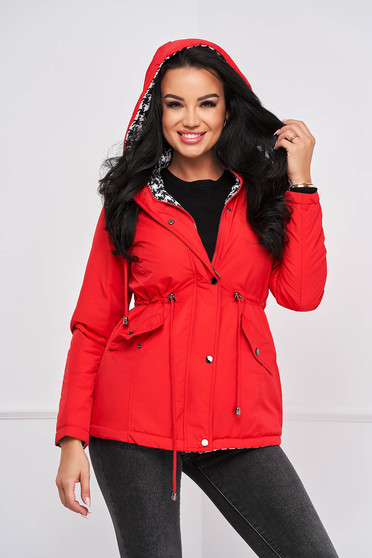  Kabátok & Dzsekik, Piros vízlepergető egyenes kifordítható dzseki - StarShiner.hu