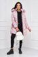 Lightpink jacket from slicker midi detachable hood with faux fur accessory 4 - StarShinerS.com