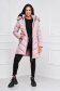 Lightpink jacket from slicker midi detachable hood with faux fur accessory 5 - StarShinerS.com