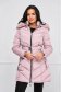 Lightpink jacket from slicker midi detachable hood with faux fur accessory 3 - StarShinerS.com
