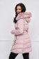 Lightpink jacket from slicker midi detachable hood with faux fur accessory 2 - StarShinerS.com