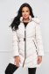 Cream jacket from slicker midi detachable hood with faux fur accessory 1 - StarShinerS.com