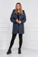 Darkblue jacket midi from slicker with turtle neck with faux fur details 5 - StarShinerS.com
