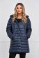 Darkblue jacket midi from slicker with turtle neck with faux fur details 1 - StarShinerS.com