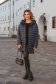 Dark blue jacket midi from slicker with turtle neck with faux fur details 3 - StarShinerS.com