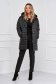 Black jacket midi from slicker with turtle neck with faux fur details 4 - StarShinerS.com