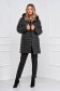 Black jacket midi from slicker with turtle neck with faux fur details 5 - StarShinerS.com
