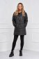 Black jacket midi from slicker with turtle neck with faux fur details 3 - StarShinerS.com