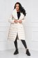 Cream jacket from slicker midi fur collar 5 - StarShinerS.com