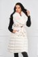 Cream jacket from slicker midi fur collar 3 - StarShinerS.com