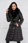 Black jacket from slicker midi fur collar 1 - StarShinerS.com