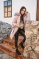 Geaca din fas roz midi cambrata cu gluga detasabila cu blana ecologica - SunShine 4 - StarShinerS.ro