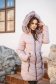 Pink jacket midi tented from slicker detachable hood with faux fur accessory 1 - StarShinerS.com
