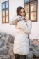 Ivory jacket midi tented from slicker detachable hood with faux fur accessory 2 - StarShinerS.com