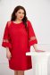 - StarShinerS elastic cloth short cut straight with bell sleeve red dress 1 - StarShinerS.com