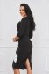 Black dress crepe from ecological leather midi pencil - StarShinerS 2 - StarShinerS.com