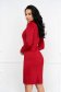 Red Crepe Pencil Dress with Slit Leg and Voluminous Shoulders - StarShinerS 3 - StarShinerS.com