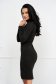 Black crepe pencil dress with slit on the leg and voluminous shoulders - StarShinerS 6 - StarShinerS.com