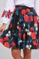 Black skirt elastic cloth midi cloche with elastic waist with floral print - StarShinerS 6 - StarShinerS.com