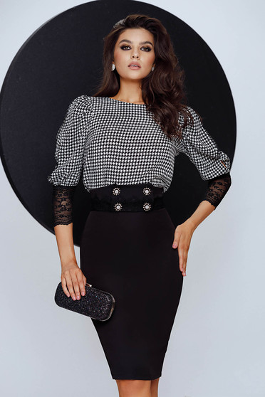 Elegant Blouses, Women`s blouse loose fit with lace details with cut-out sleeves thin fabric - StarShinerS.com