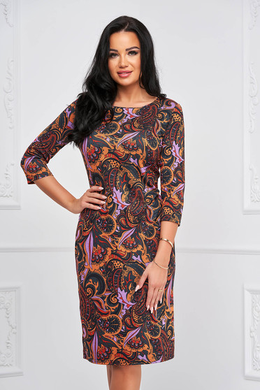 Online Dresses, - StarShinerS dress pencil midi with 3/4 sleeves knitted - StarShinerS.com