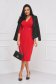 Red Elastic Fabric Midi Pencil Dress with Crossover Neckline - StarShinerS 4 - StarShinerS.com