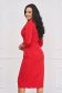 Red dress midi pencil elastic cloth wrap over front - StarShinerS 2 - StarShinerS.com