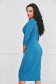 Rochie din stofa elastica albastru petrol midi tip creion cu decolteu petrecut - StarShinerS 2 - StarShinerS.ro