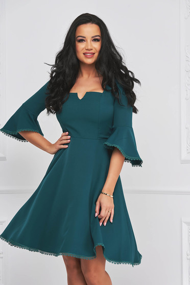 Plus Size Dresses, Green dress cloche elastic cloth with ruffled sleeves - StarShinerS - StarShinerS.com