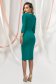 Dirty green dress pencil crepe with wrinkled sleeves midi 2 - StarShinerS.com
